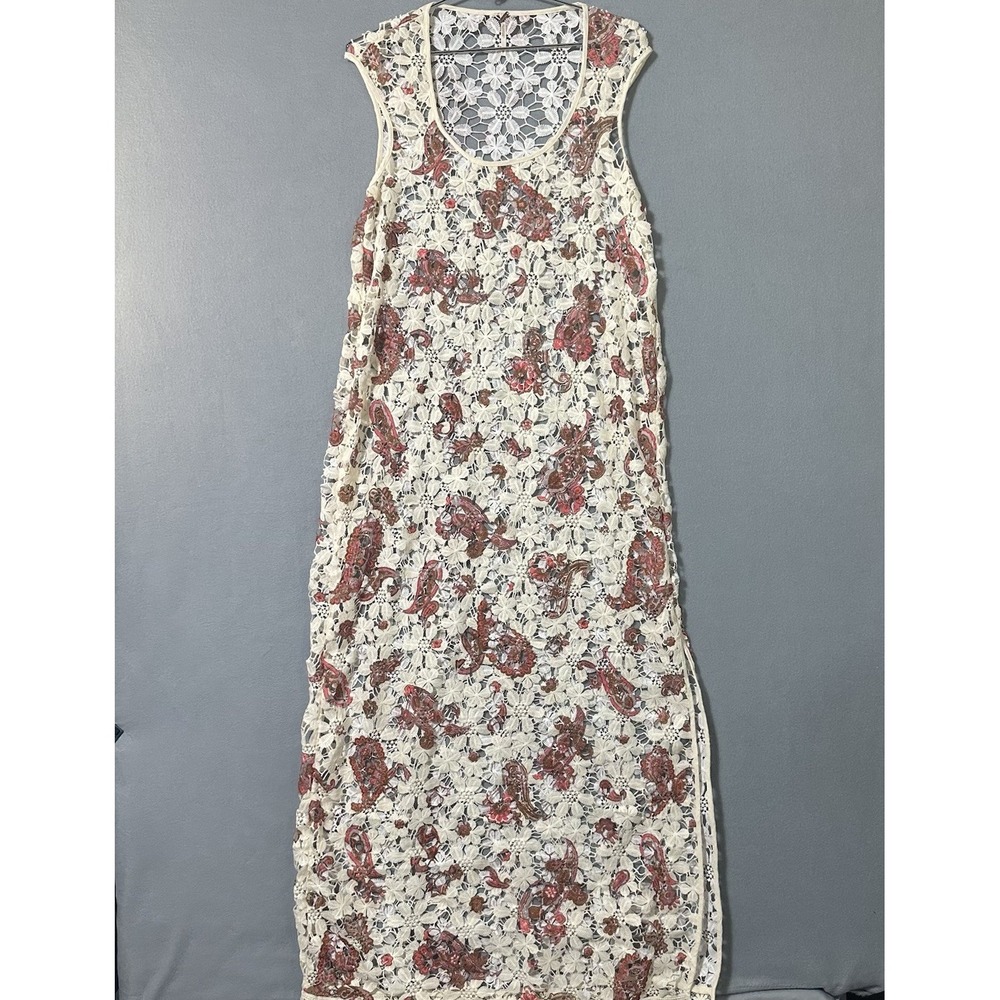 Free People Lilly Crochet Lace Maxi Dress Women's Small 58" Length Floral - Picture 4 of 15
